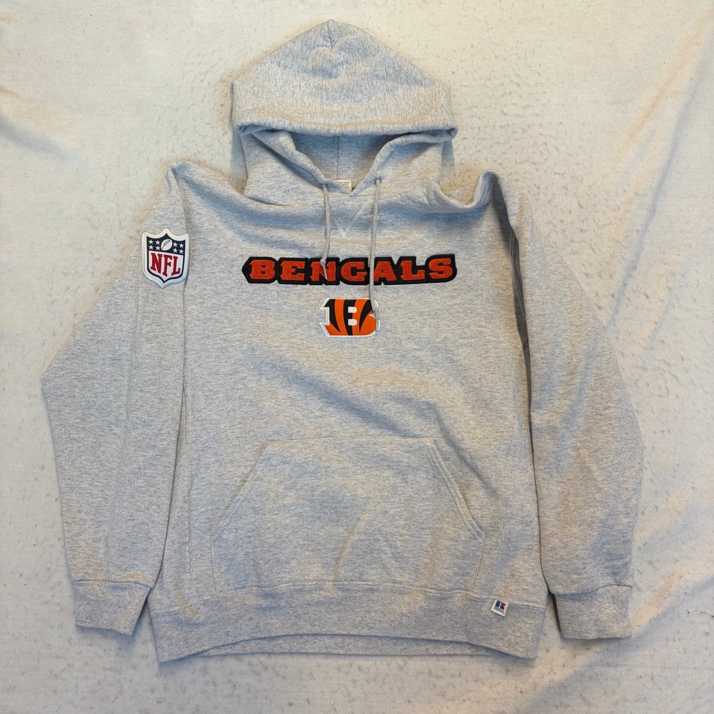 Russell Athletic Hoodie Mens Large Gray Cincinnati Bengals NFL Football Pullover